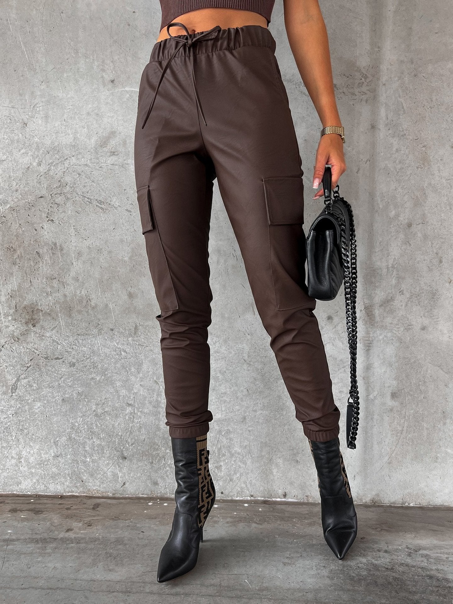 European And American Matte Leather Pants For Women