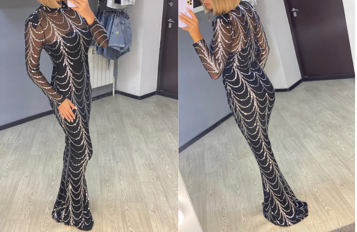 Sequins  Maxi Dresses Long Sleeve  Party Dresses for women