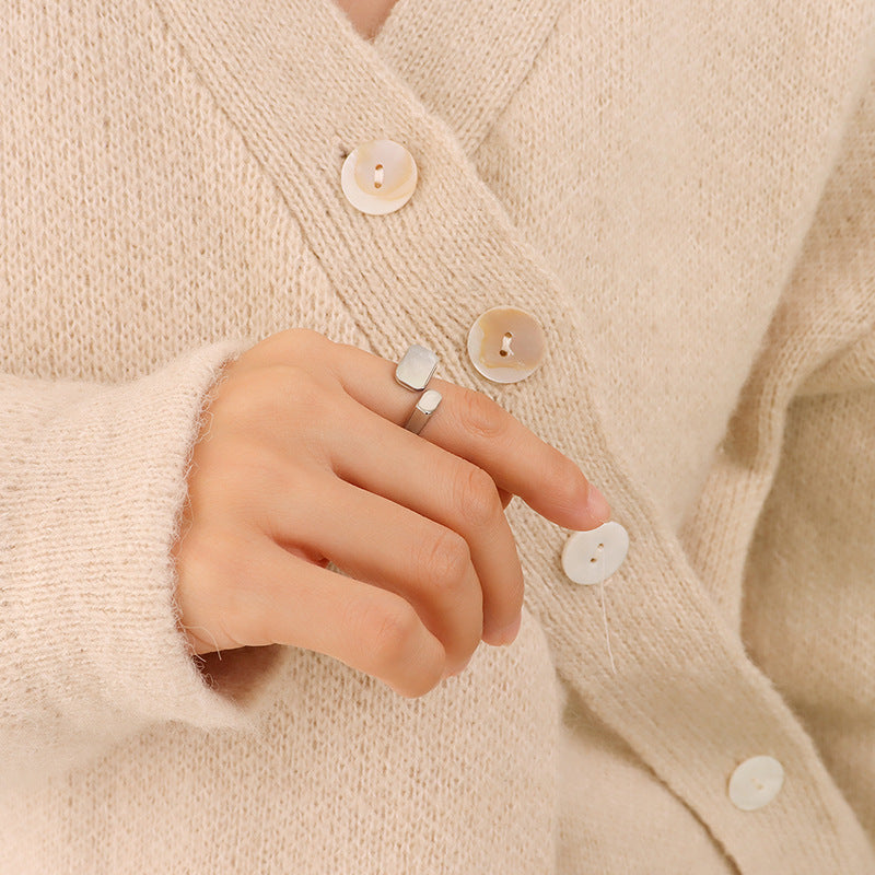 Ins Style Retro Modern White Sea Shell Ring