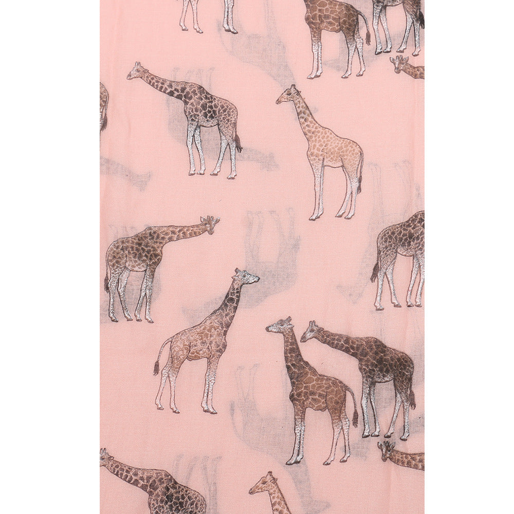 Summer Thin Giraffe Printed Cute Fashion Shawl for girls