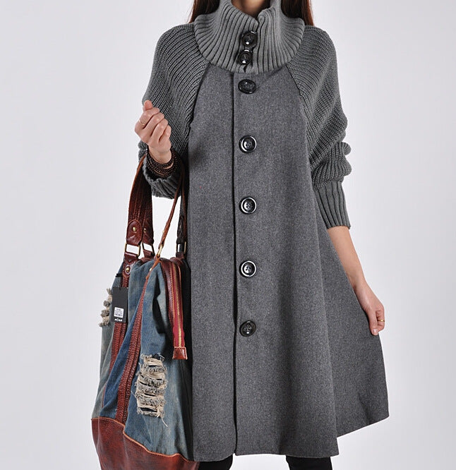 Winter Plus Size and Mid-length Loose Wool Overcoat and trench for women