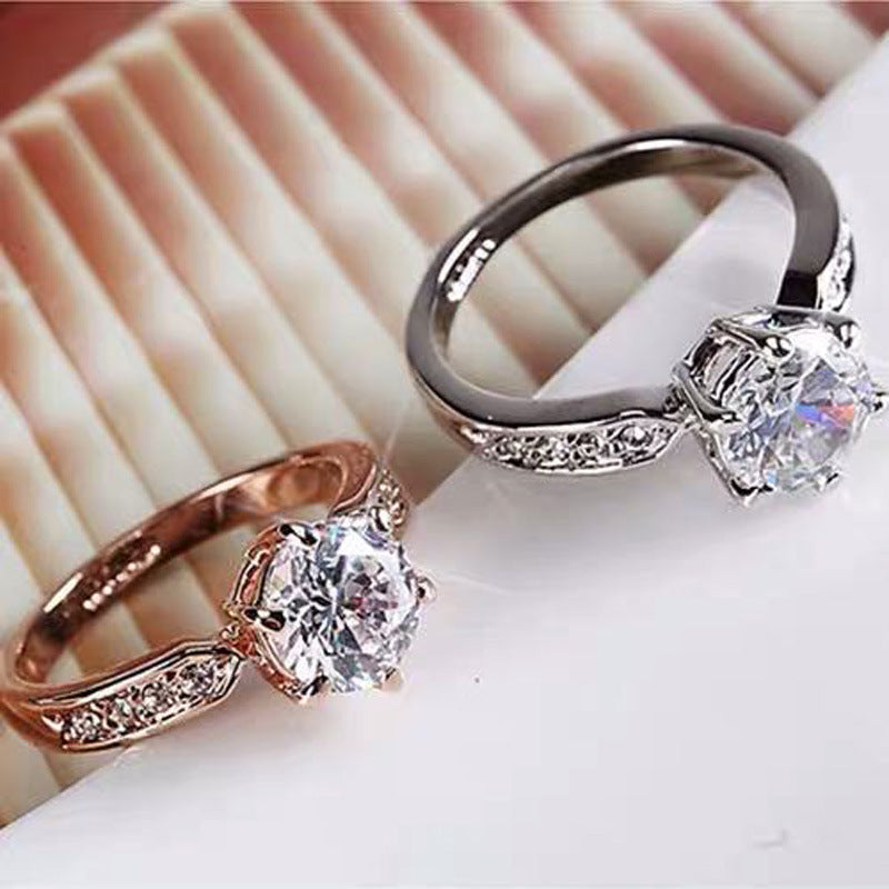 Fashion Personality Six-claw Diamond Ring For Women