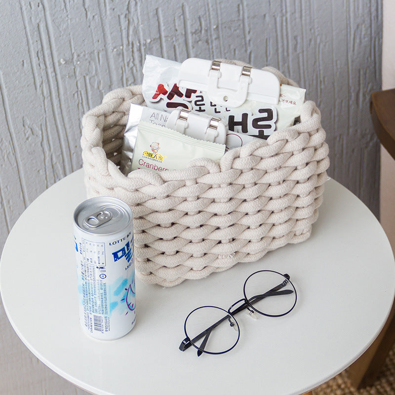 Nordic Wind Hand-woven Thick Cotton Rope Storage Box Simple Storage Basket