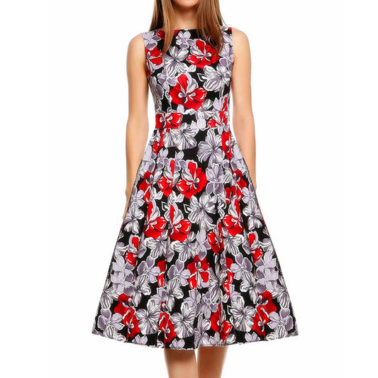 Vintage print dress for women