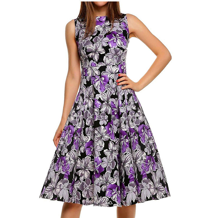 Vintage print dress for women