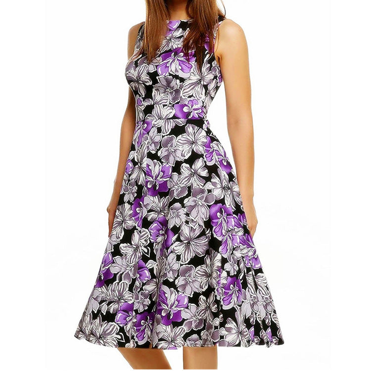 Vintage print dress for women