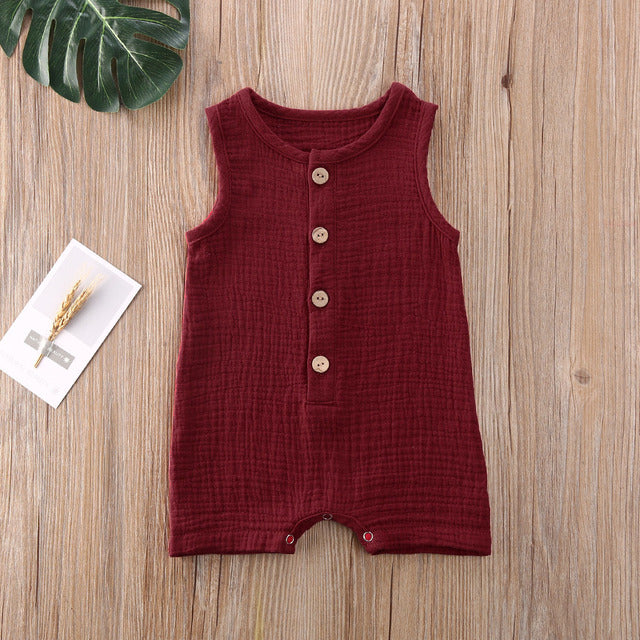 0-24M Summer Solid Rompers Newborn Infant Baby Girl Boy Outf