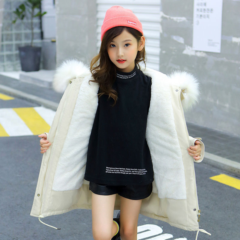 Cotton Coats In The Long Style With Velvet Liner for girls