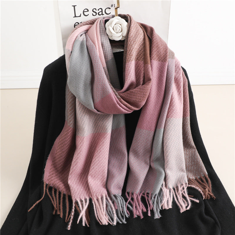 Winter New Scarf Cashmere Check Pattren All-match Color Matching Scarf for women