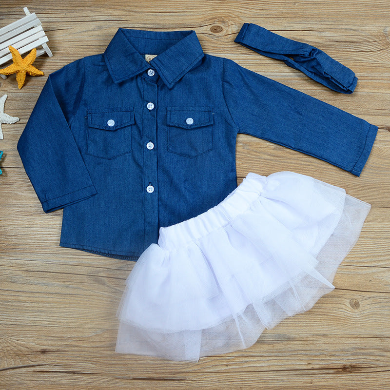 mesh long sleeve  denim jacket for girls