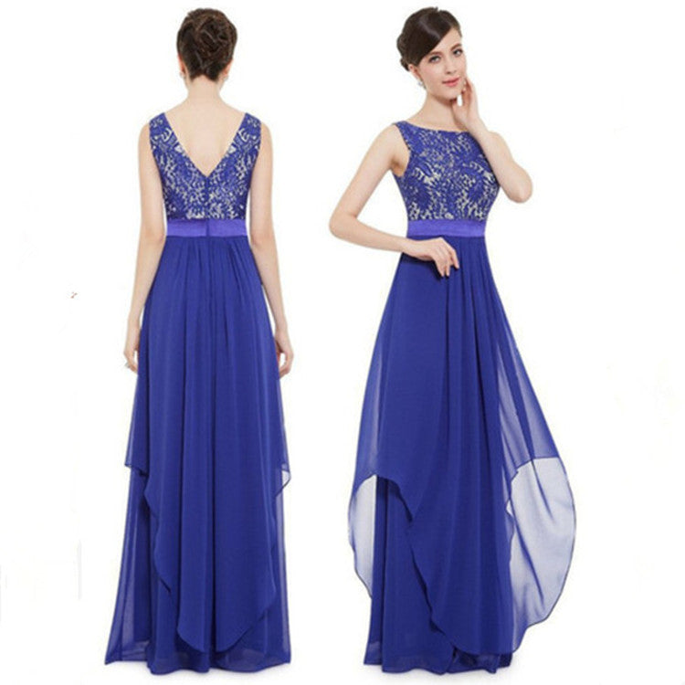 Lace spliced chiffon dress for women