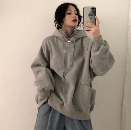 Korean Style Embroidered Loose Hoodies For Women