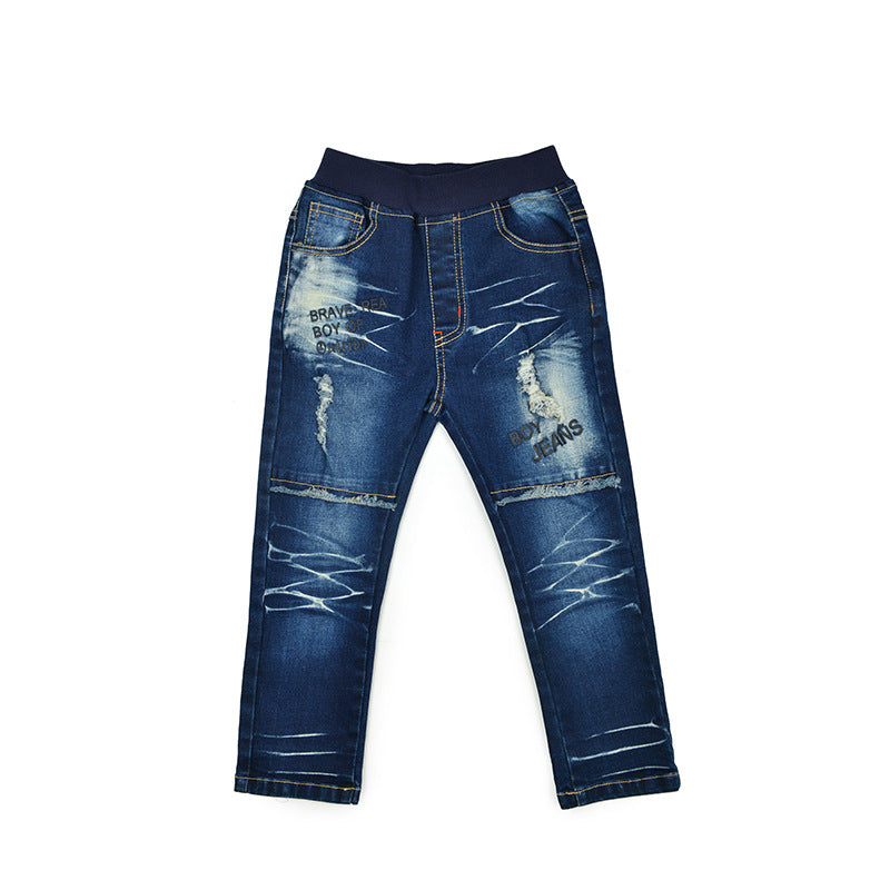 fashion worn out cowboy children's autumn and winter  jeans for boys