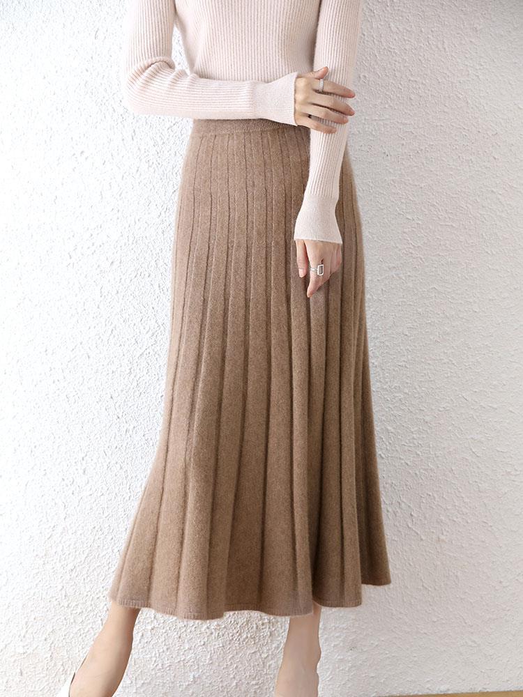 Mid-length Pure Wool Thickened Skirts For Women