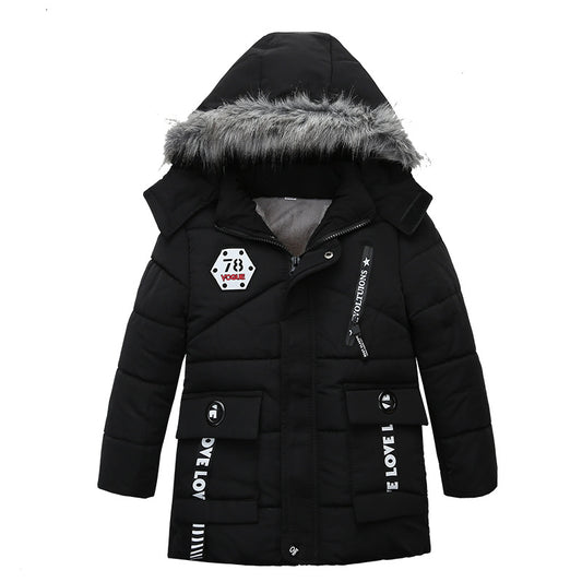 Thicken Letter Print Hooded Cotton Jacket for boys