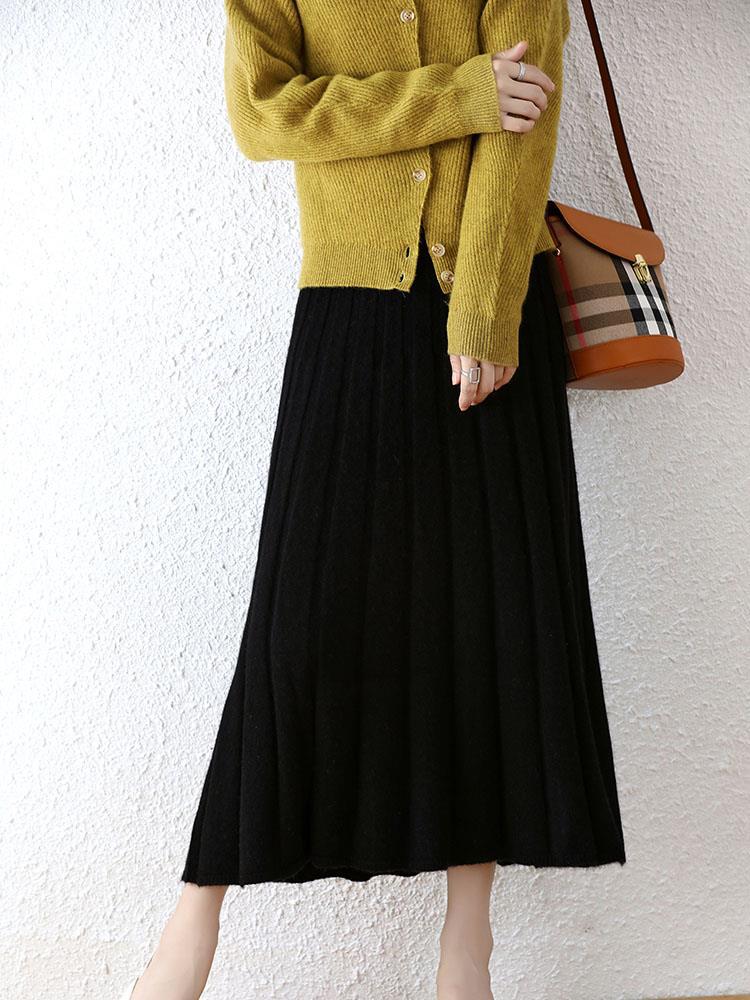 Mid-length Pure Wool Thickened Skirts For Women