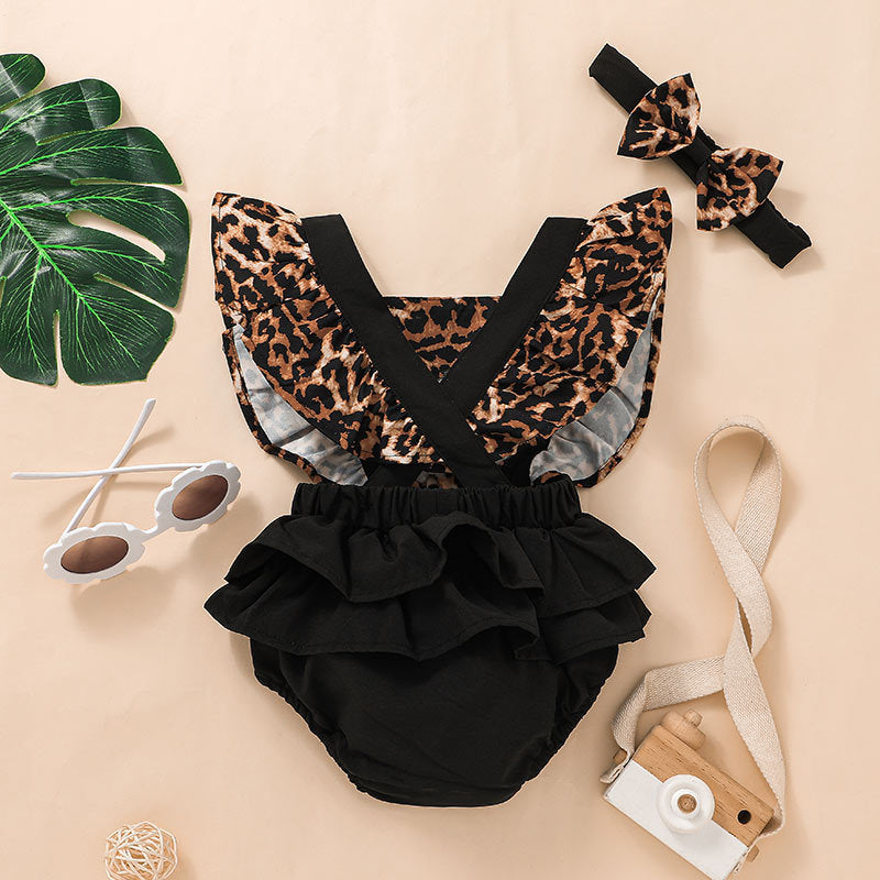 Triangle Leopard Print Rompers for baby