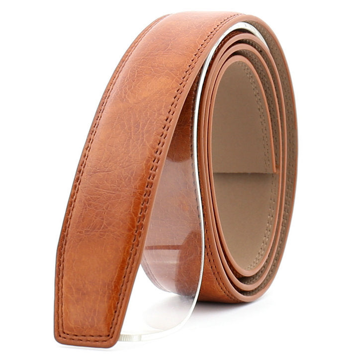 Men's Belt Strips With Automatic Buckle Cowhide Headless