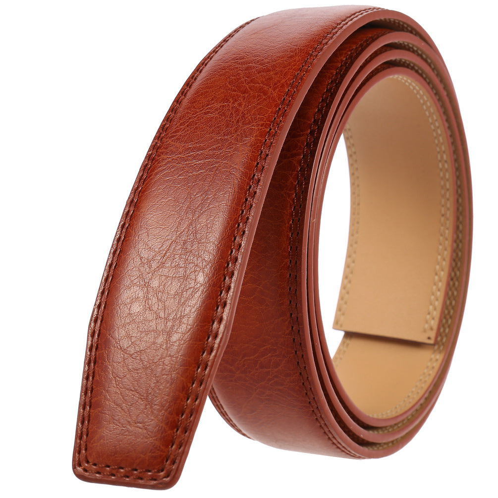 Men's Belt Strips With Automatic Buckle Cowhide Headless