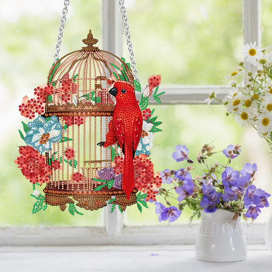DIY Diamond Painting Pendant Ornament-flower Bird Cage