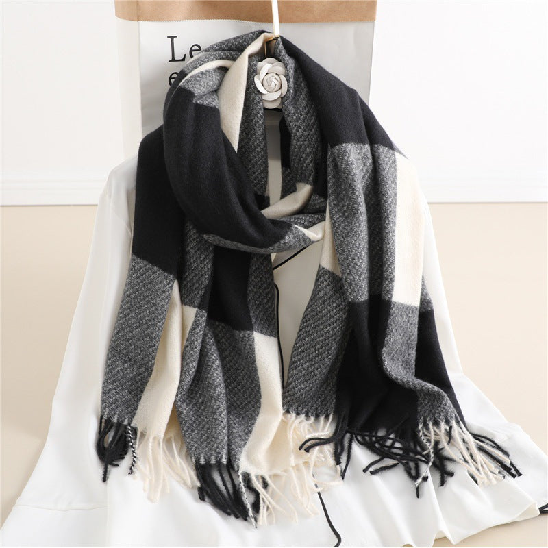 Winter New Scarf Cashmere Check Pattren All-match Color Matching Scarf for women