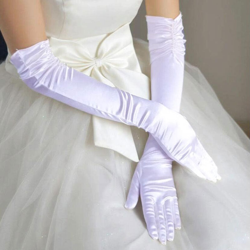 Double-row Beaded Satin Sun Protection Scar Cover Up  Bridal Wedding gloves for bridal