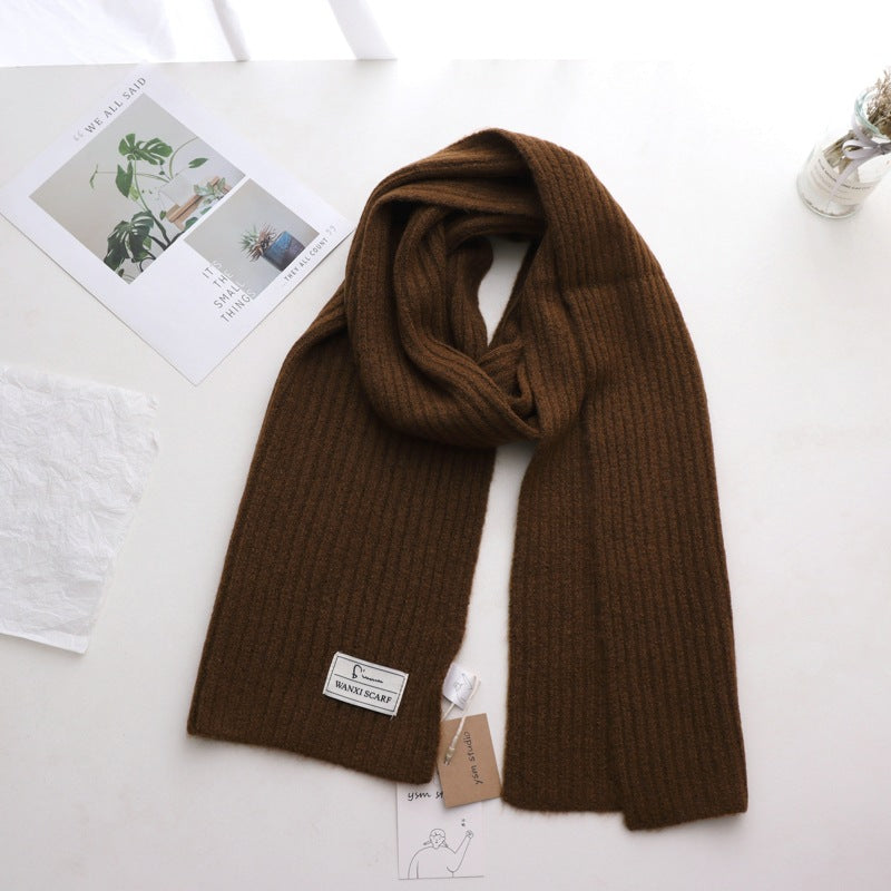 Short Knitted Plain Striped Scarves For Men And Women