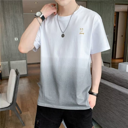 Men's Gradient Color Short Sleeve Casual T-shirt