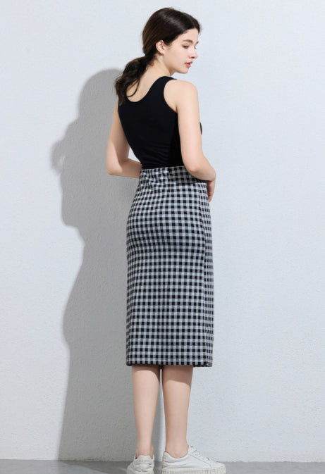 Checkered Knitted Skirts For Women