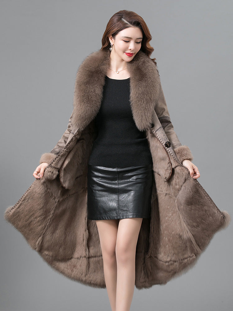 Real Thickened fur coat for women