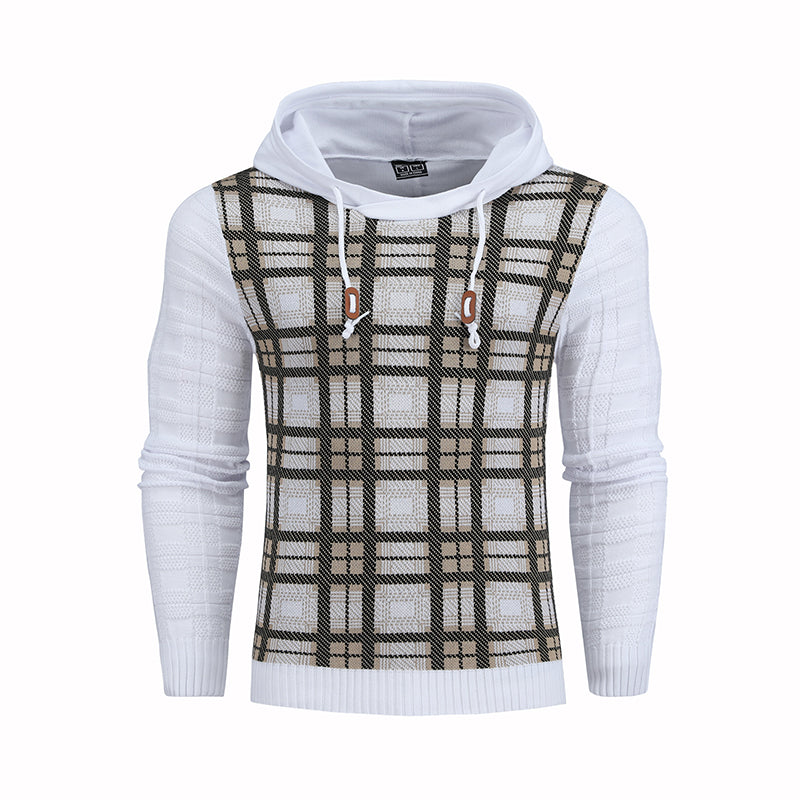 Pullover Plaid Multi-Color Lines Hoodies For Men