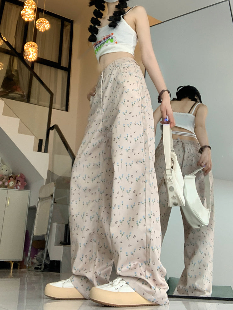 Hong Kong Style Floral Jeans For Women