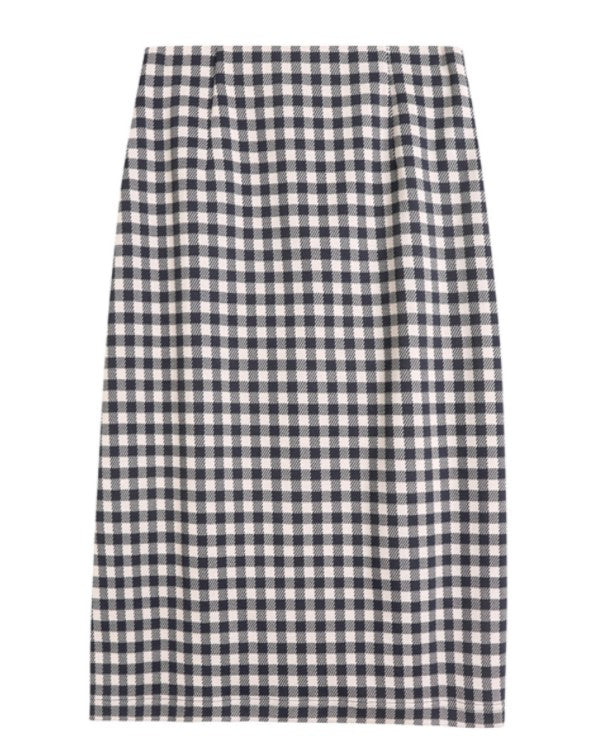 Checkered Knitted Skirts For Women