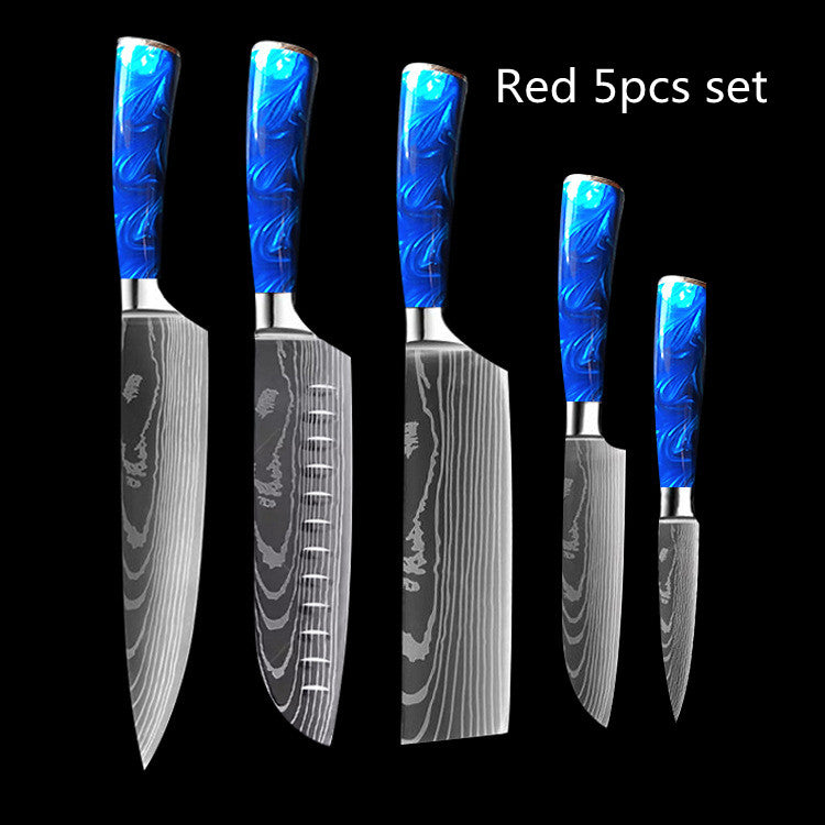 8-inch Chef Knife with Blue Resin Handle