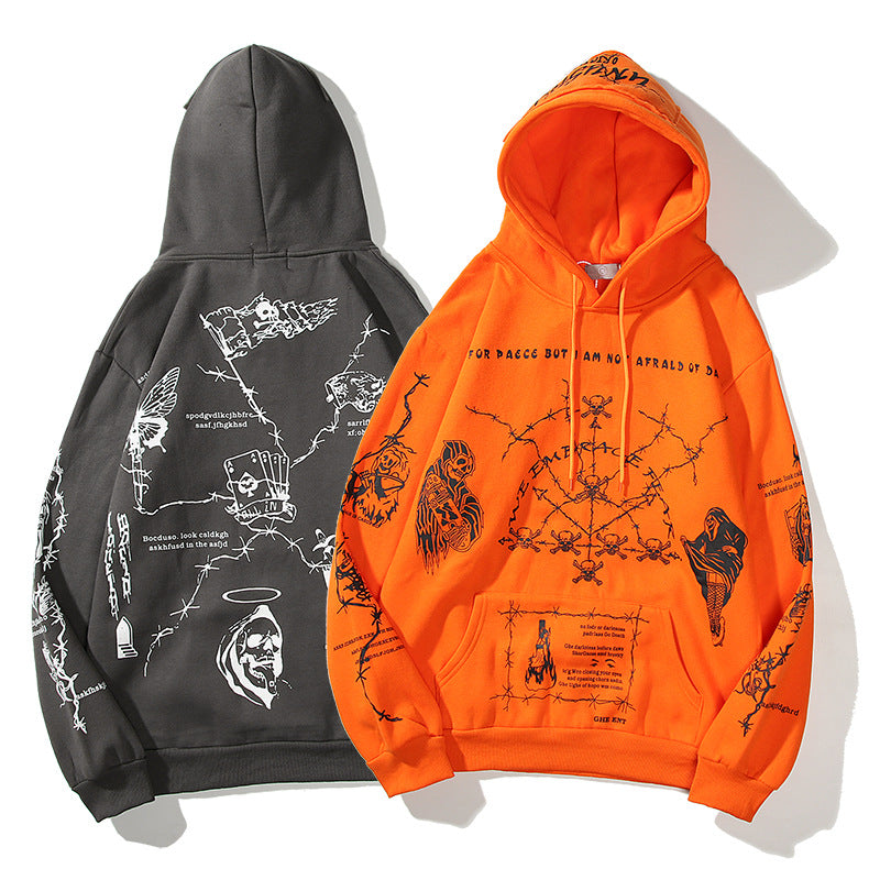 Covered In Graffiti And Embroidered Hip-hop Hoodies For Women