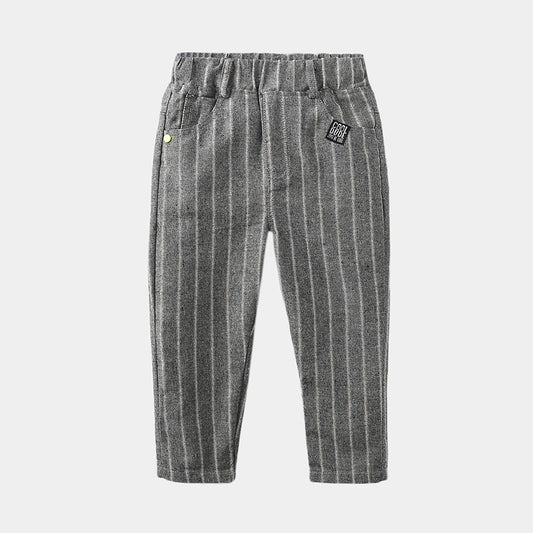 Striped  Elastic Waist Casual Pants for boys