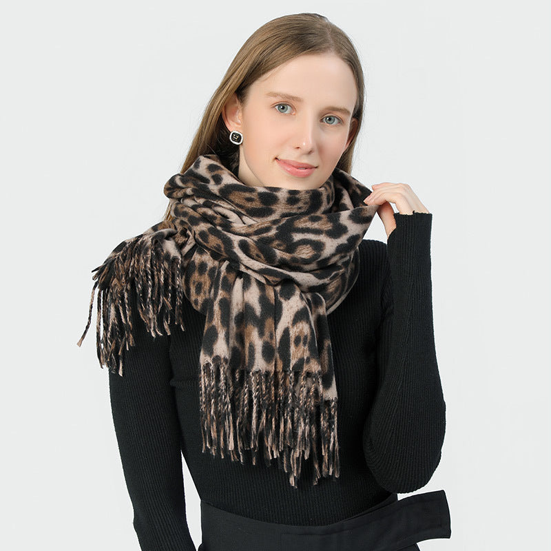 Leopard Print  and Comfortable Cashmere-like Shawl for women