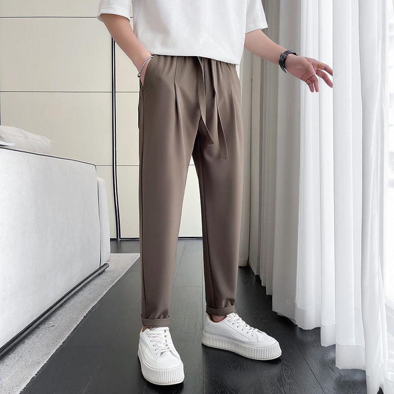 Slimming Ice Silk Draped Casual Cropped Pants For Men