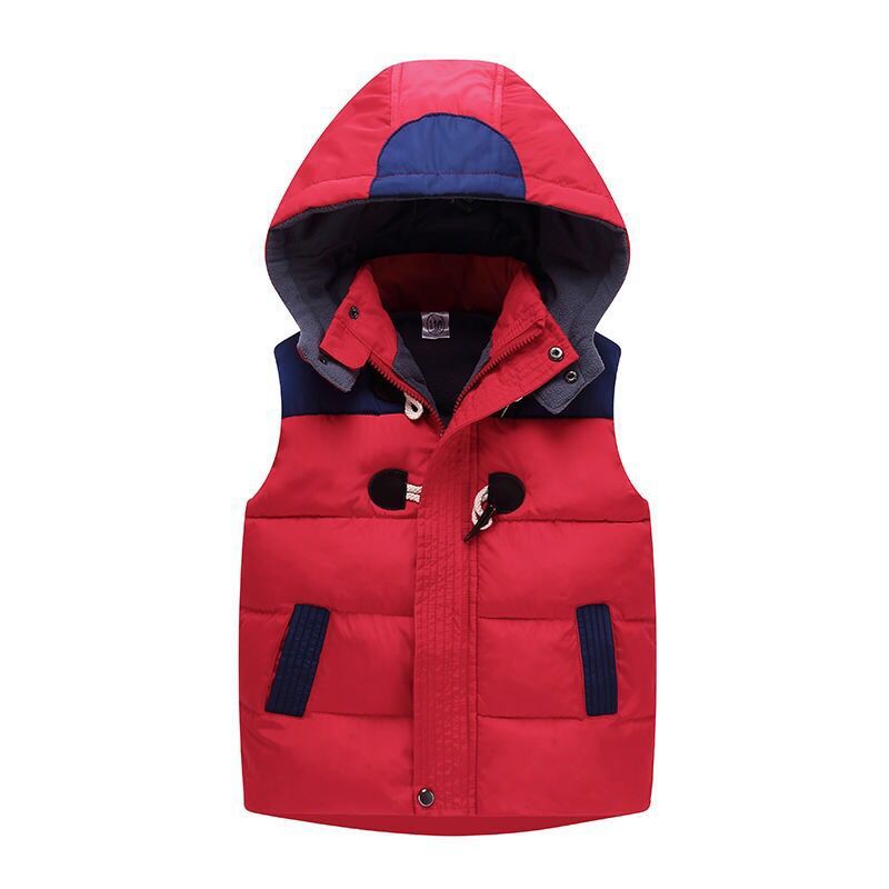 Velvet Padded Hooded Vest Kindergarten jacket for baby