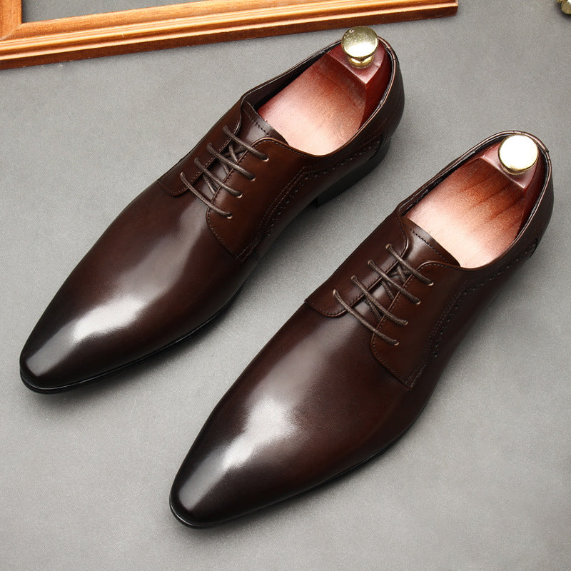 Lace-up Formal Leather Black Shoes for men