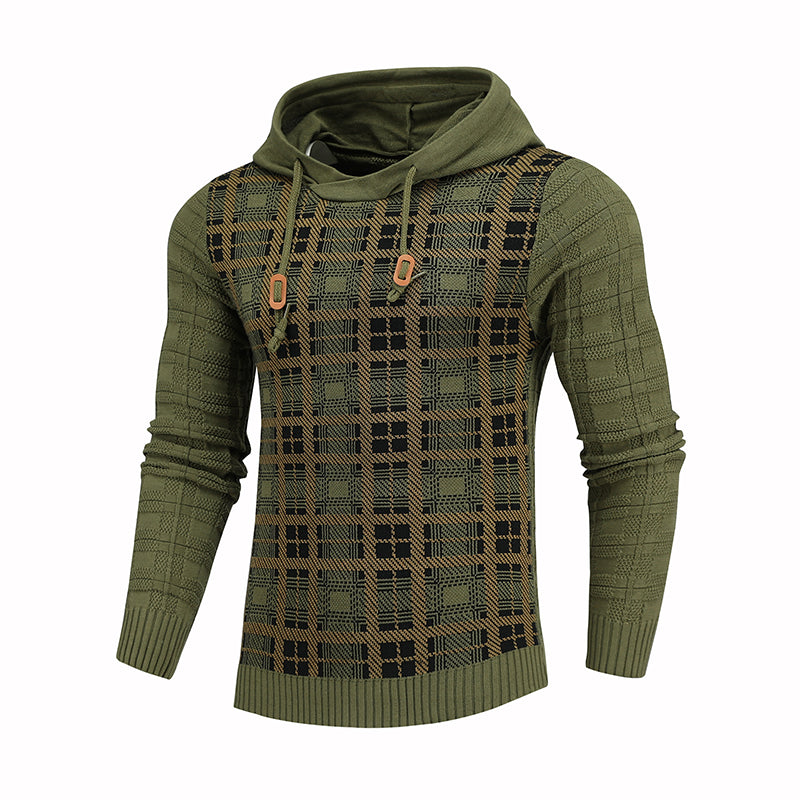 Pullover Plaid Multi-Color Lines Hoodies For Men