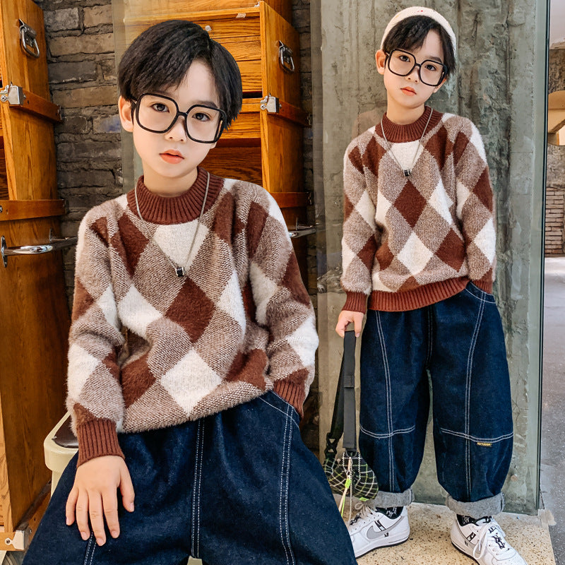 Plaid All-match  Sweater for boys