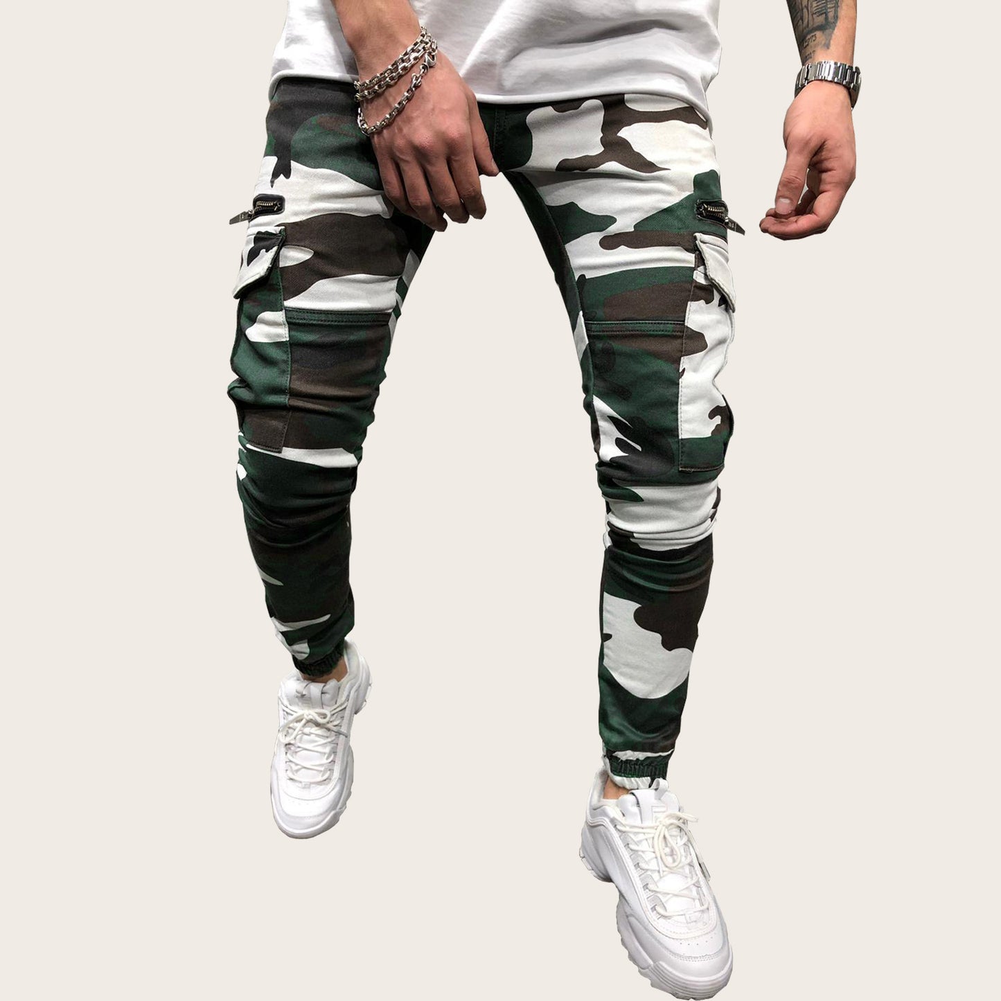 Zipper Camouflage Cargo Pants For Men