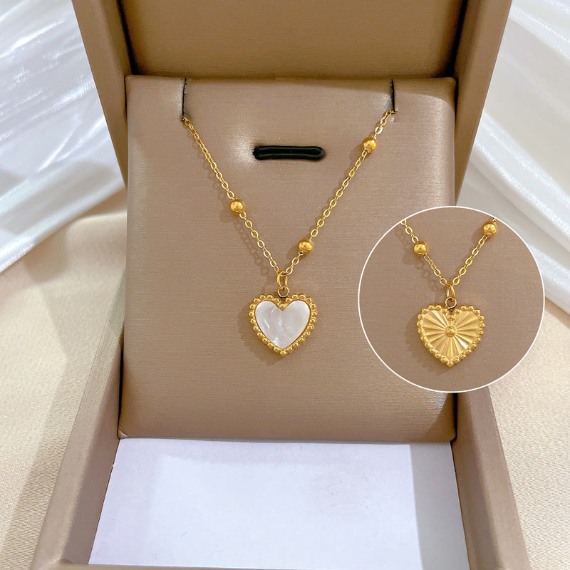 Fritillary Heart Temperamental Personality Minimalist Stove Real Gold Necklace Female