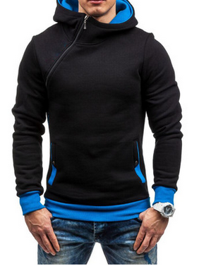 Oblique Solid Color Hoodies For Men