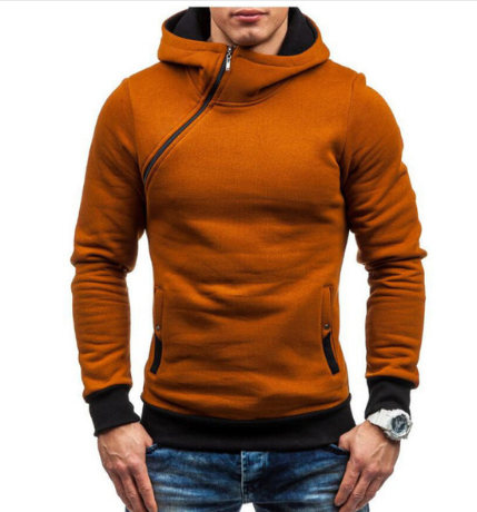 Oblique Solid Color Hoodies For Men