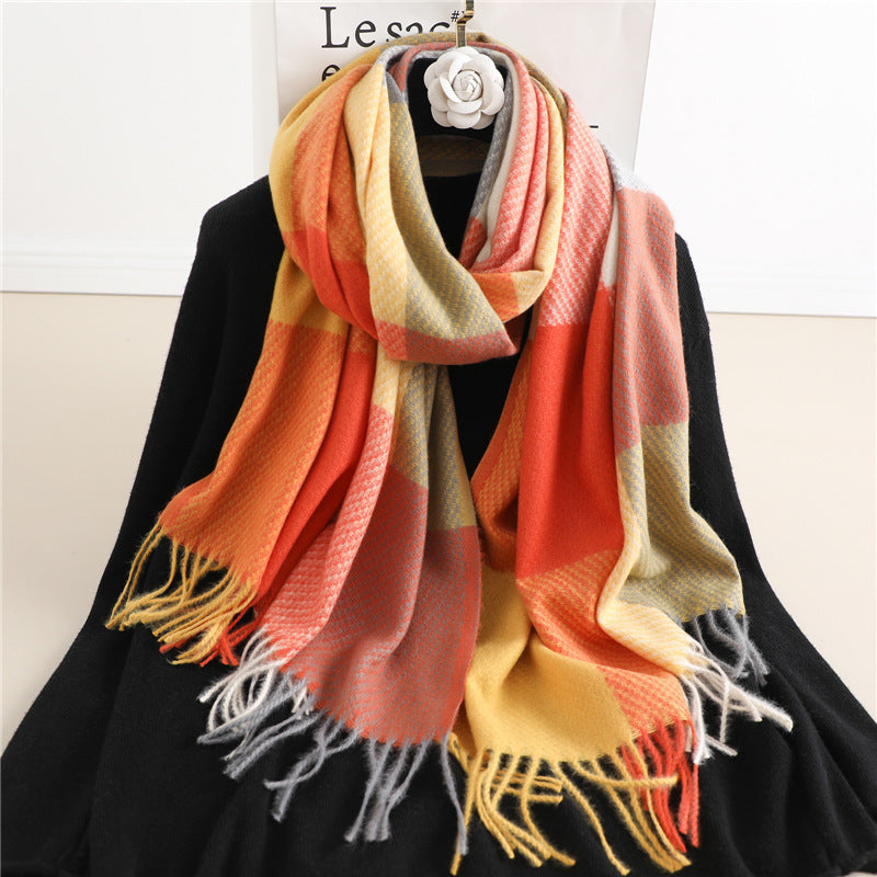 Winter New Scarf Cashmere Check Pattren All-match Color Matching Scarf for women