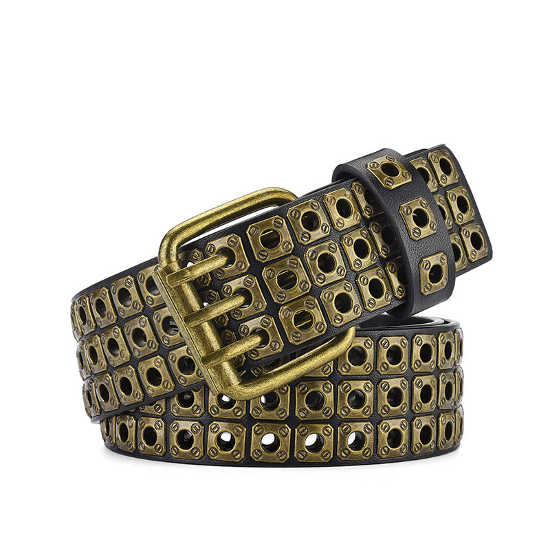 Punk Rivet Air Hole Wide Belt for women