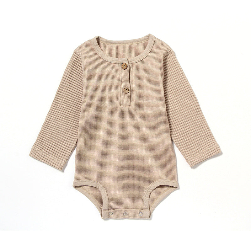 Spring And Autumn Long Sleeve Waffle Romper for baby