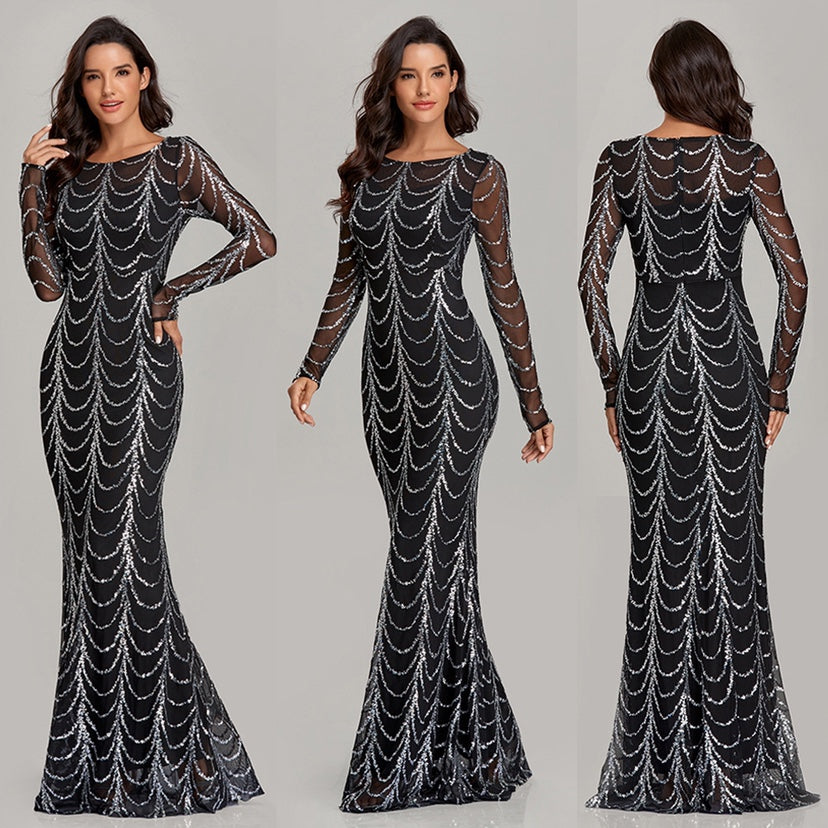 Sequins  Maxi Dresses Long Sleeve  Party Dresses for women